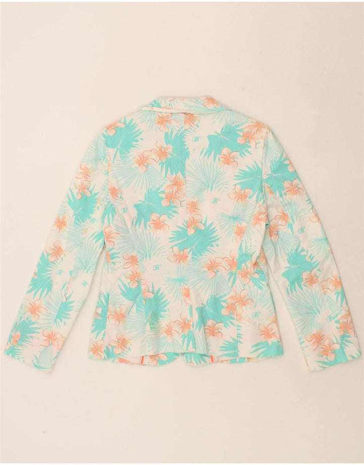 TOMMY HILFIGER Womens 2 Button Blazer Jacket US 8 Medium Turquoise Floral Vintage Tommy Hilfiger and Second-Hand Tommy Hilfiger from Messina Hembry 