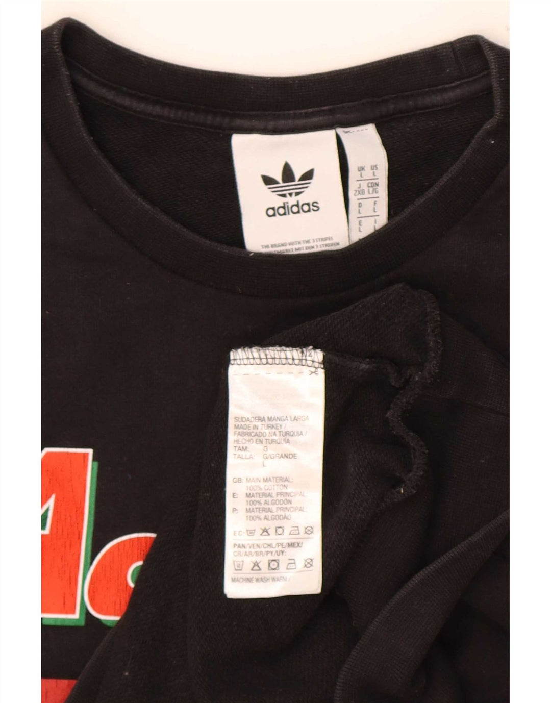 Adidas - Sudadera con gráfico para hombre, talla grande, algodón negro