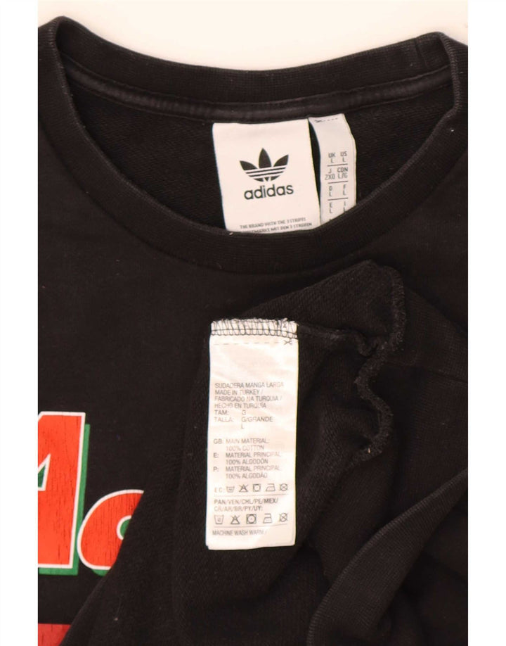 Adidas - Sudadera con gráfico para hombre, talla grande, algodón negro