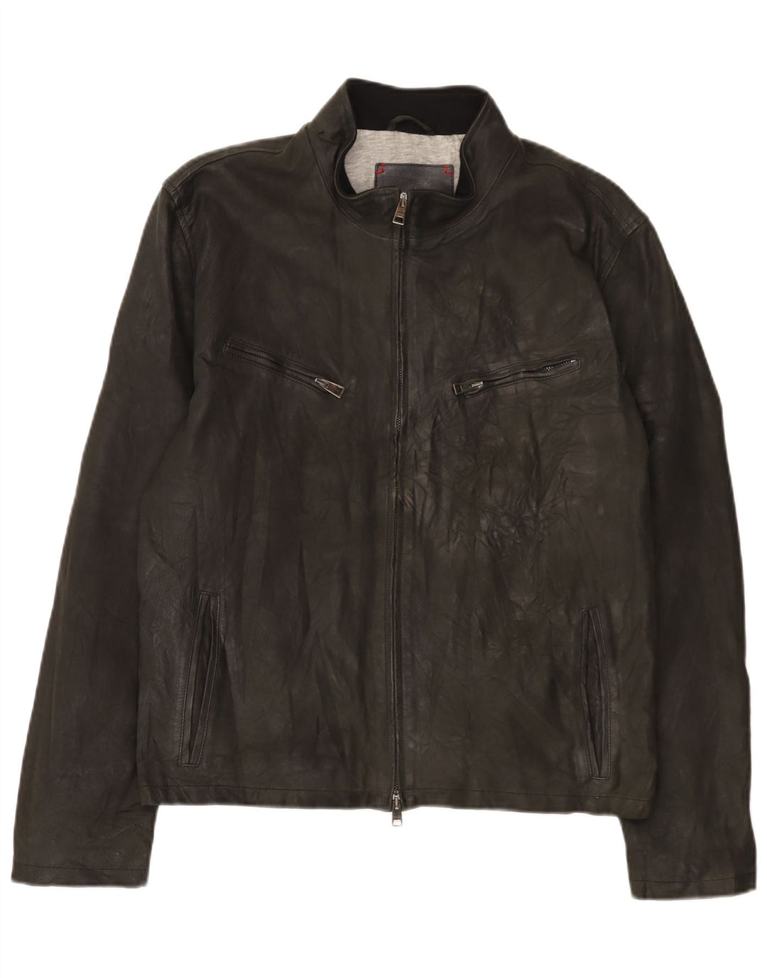 Vintage chaqueta de cuero para hombre Reino Unido 38 cuero negro medio