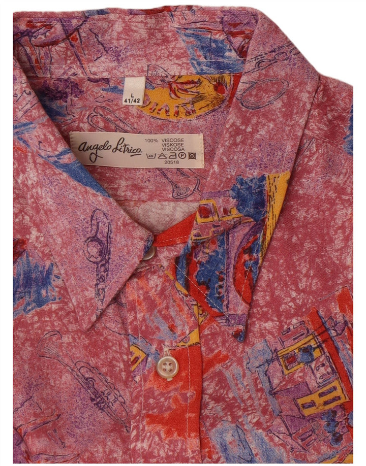 Angelo Litrico Camisa gráfica para hombre talla 41/42 grande viscosa multicolor