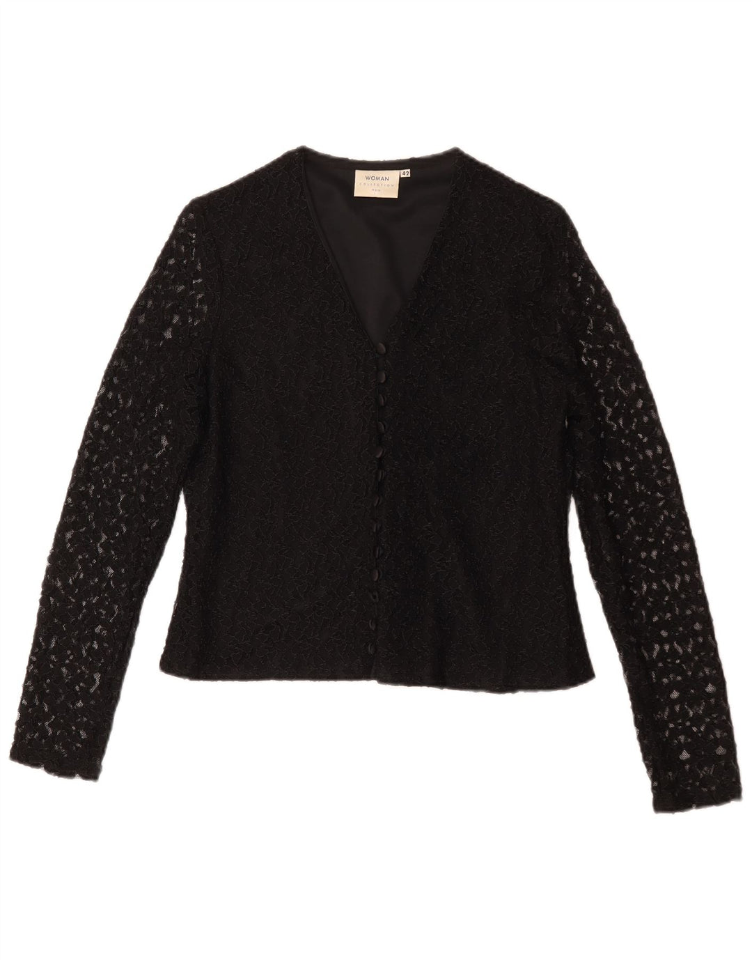 Blusa H&M Mujer IT 42 Mediana Nylon Floral Negro