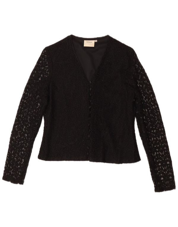 Blusa H&M Mujer IT 42 Mediana Nylon Floral Negro