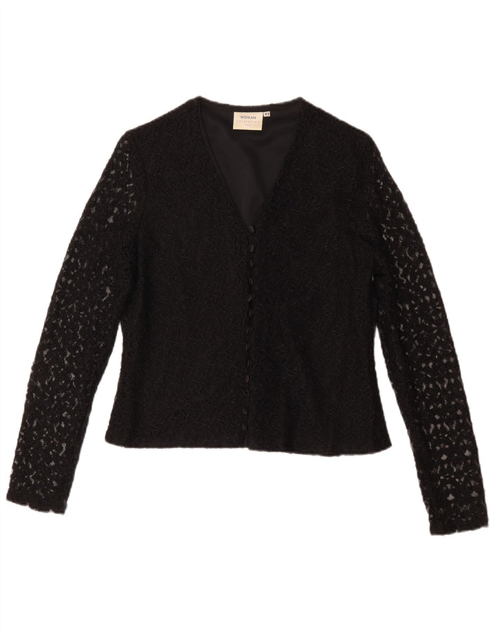 Blusa H&M Mujer IT 42 Mediana Nylon Floral Negro