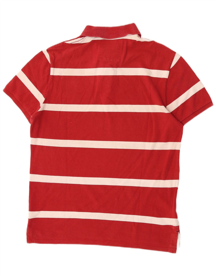 American Eagle Polo de manga corta para hombre con ajuste regular y rayas rojas grandes
