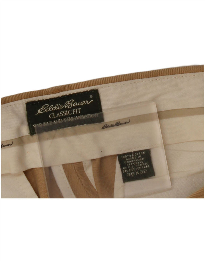 EDDIE BAUER Pantalón chino con pinzas y corte clásico para hombre W36 L32 Algodón beige