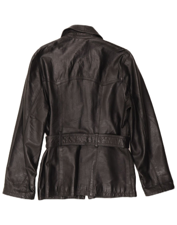 Chaqueta de cuero vintage para mujer IT 44 Cuero negro medio