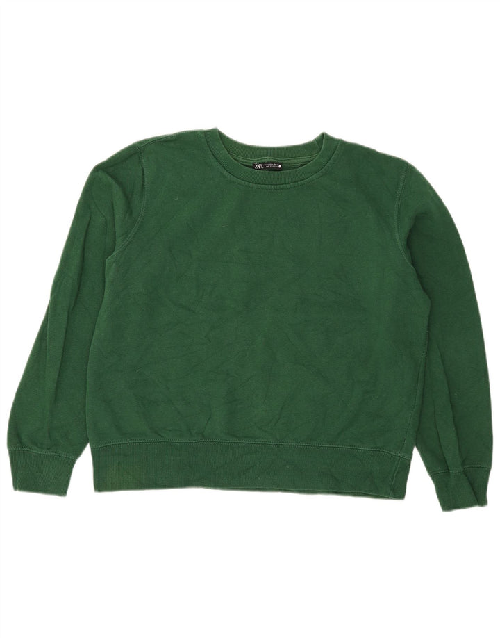 Zara Mujer Sudadera Jumper UK 46 Grande Algodón Verde