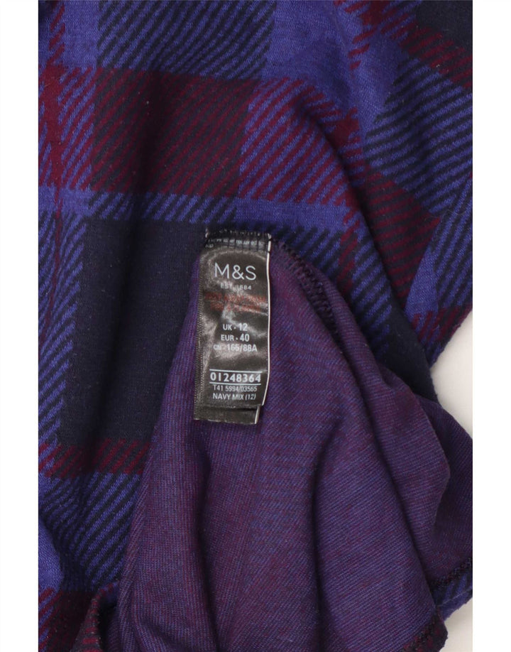 Marks & Spencer Blusa de manga larga para mujer UK 40 Medium Navy Blue Check