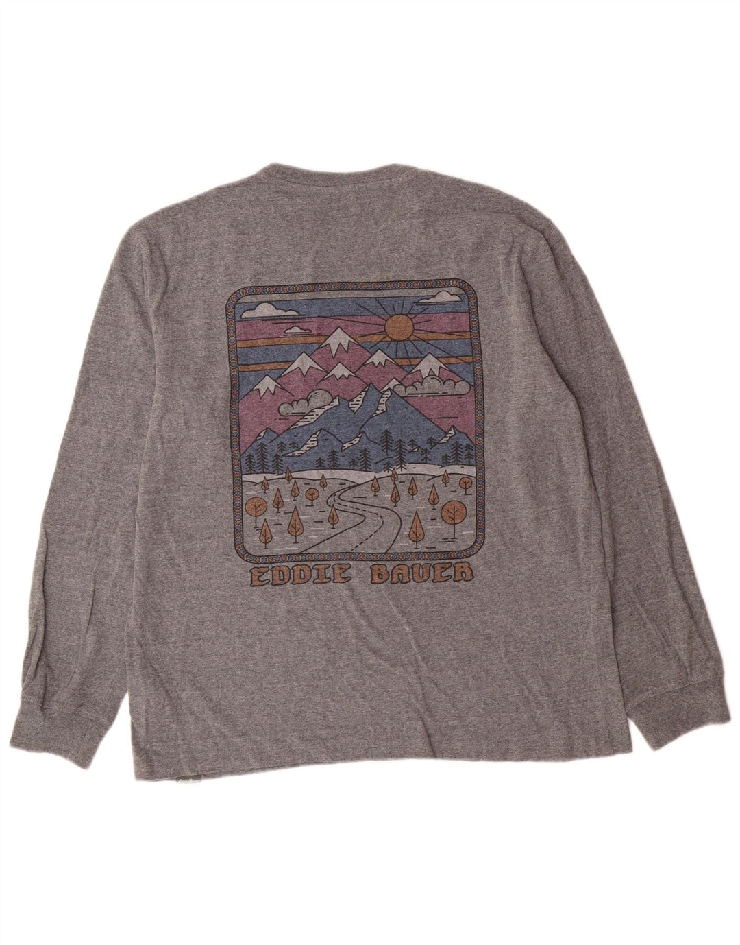 EDDIE BAUER Top gráfico para hombre manga larga algodón gris grande