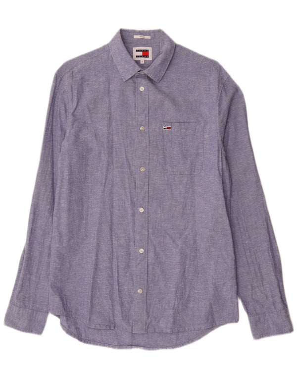 Camisa Tommy Hilfiger Hombre Regular Fit Algodón Azul Pequeño