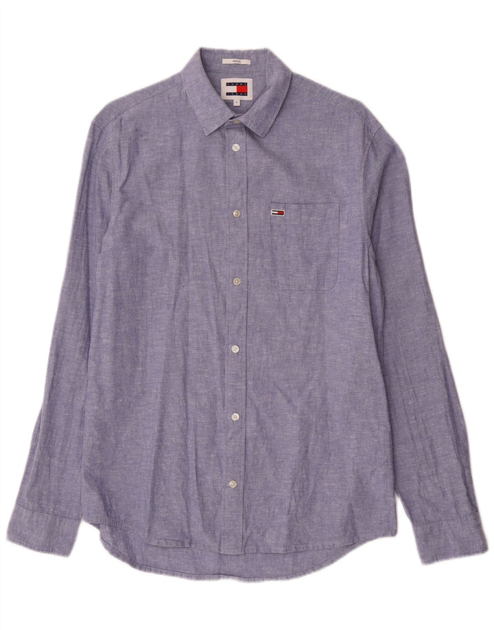 Camisa Tommy Hilfiger Hombre Regular Fit Algodón Azul Pequeño
