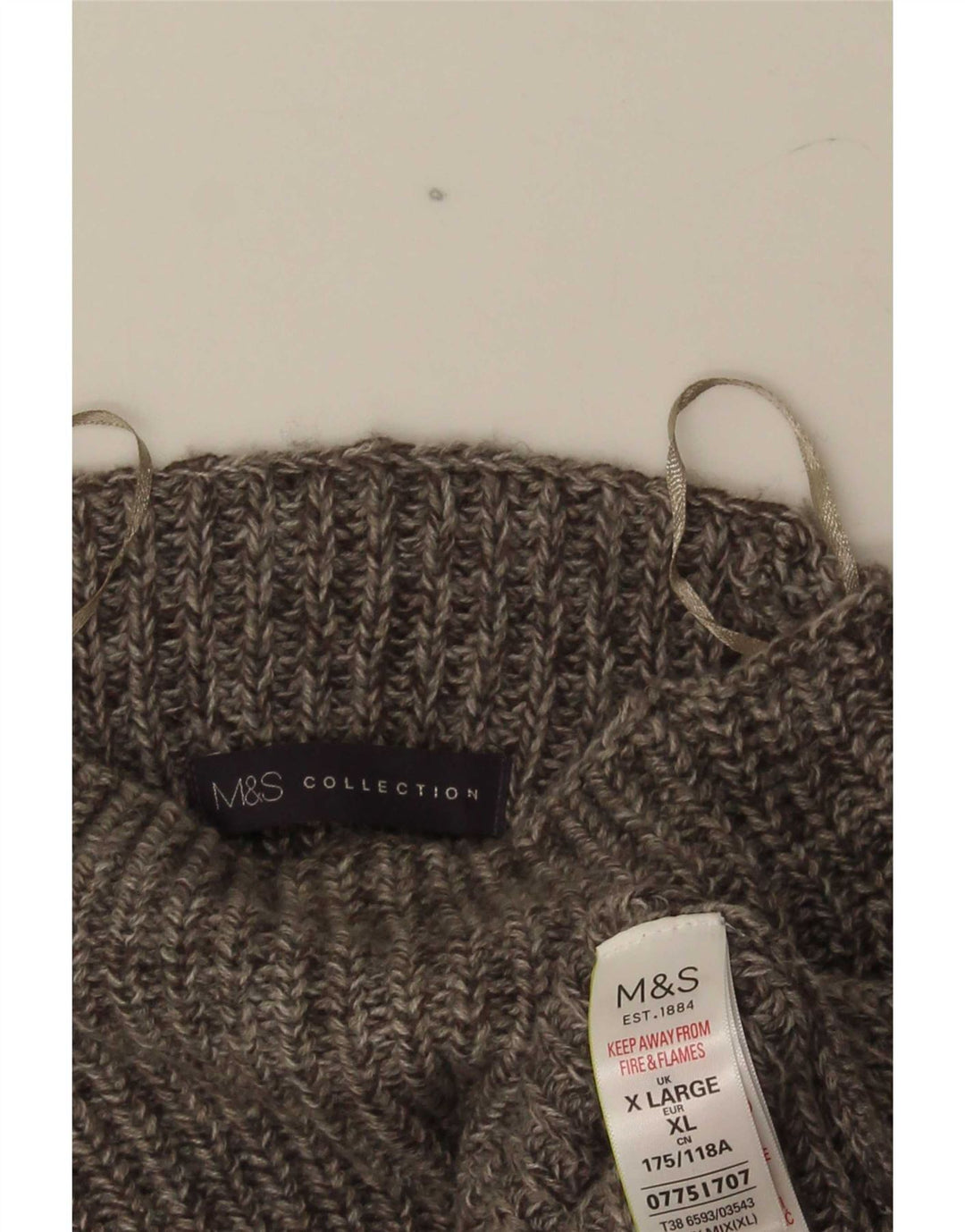 Marks & Spencer Suéter con Cuello Alto para Hombre XL Acrílico Moteado Gris