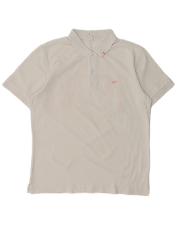 SUN68 Polo gráfico para hombre de algodón blanco grande