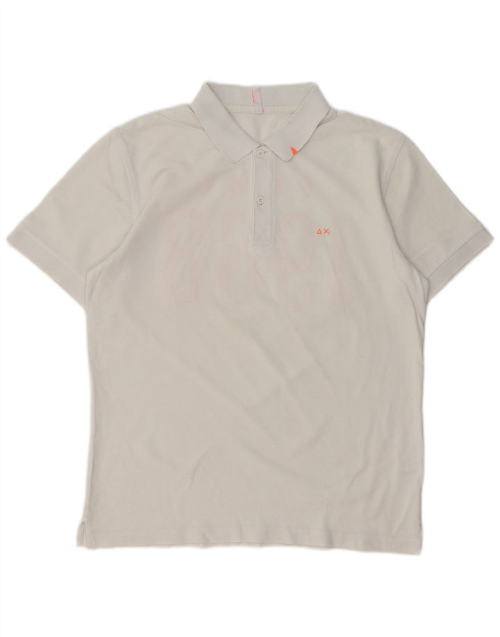 SUN68 Polo gráfico para hombre de algodón blanco grande