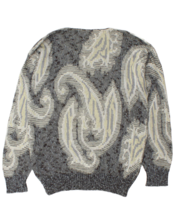 Monello Jersey De Cuello Barco Para Hombre Jersey De Algodón Paisley Gris Grande