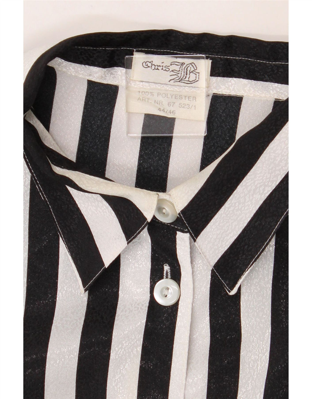 VINTAGE Womens Shirt Blouse IT 44/46 Large Black Striped Polyester Vintage Vintage and Second-Hand Vintage from Messina Hembry 