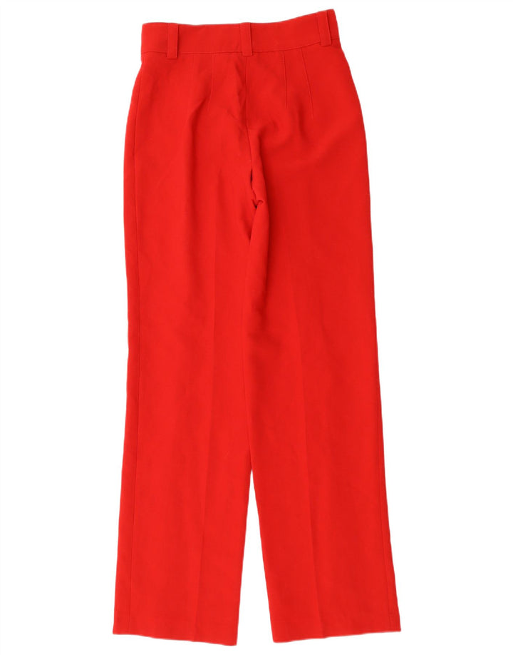 ZARA Mujer Pantalón Casual Recto XS W25 L32 Rojo Poliéster