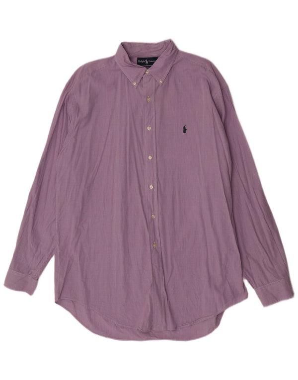 Ralph Lauren Camisa para hombre Talla 16 1/2 Grande Púrpura Gingham Algodón