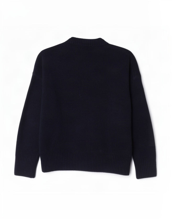 Zara Mujer Suéter De Cuello Redondo De Gran Tamaño UK 10 Small Azul Marino