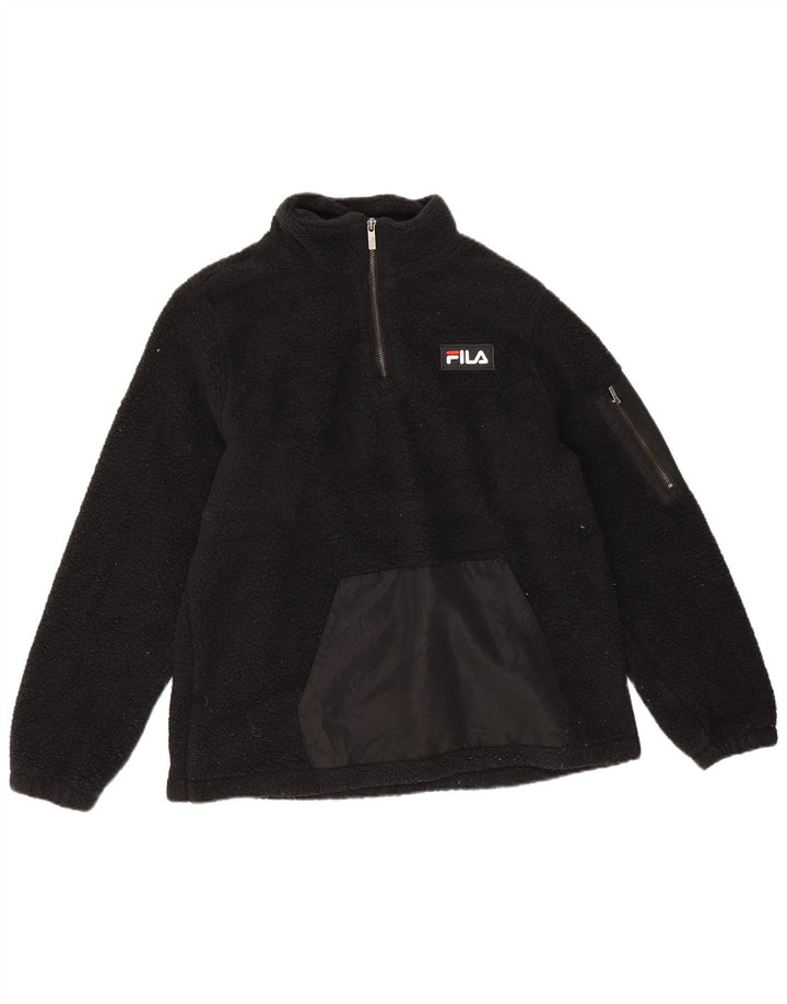 Fila Jersey de forro polar con cuello y cremallera para mujer UK 44 Mediano Poliéster negro