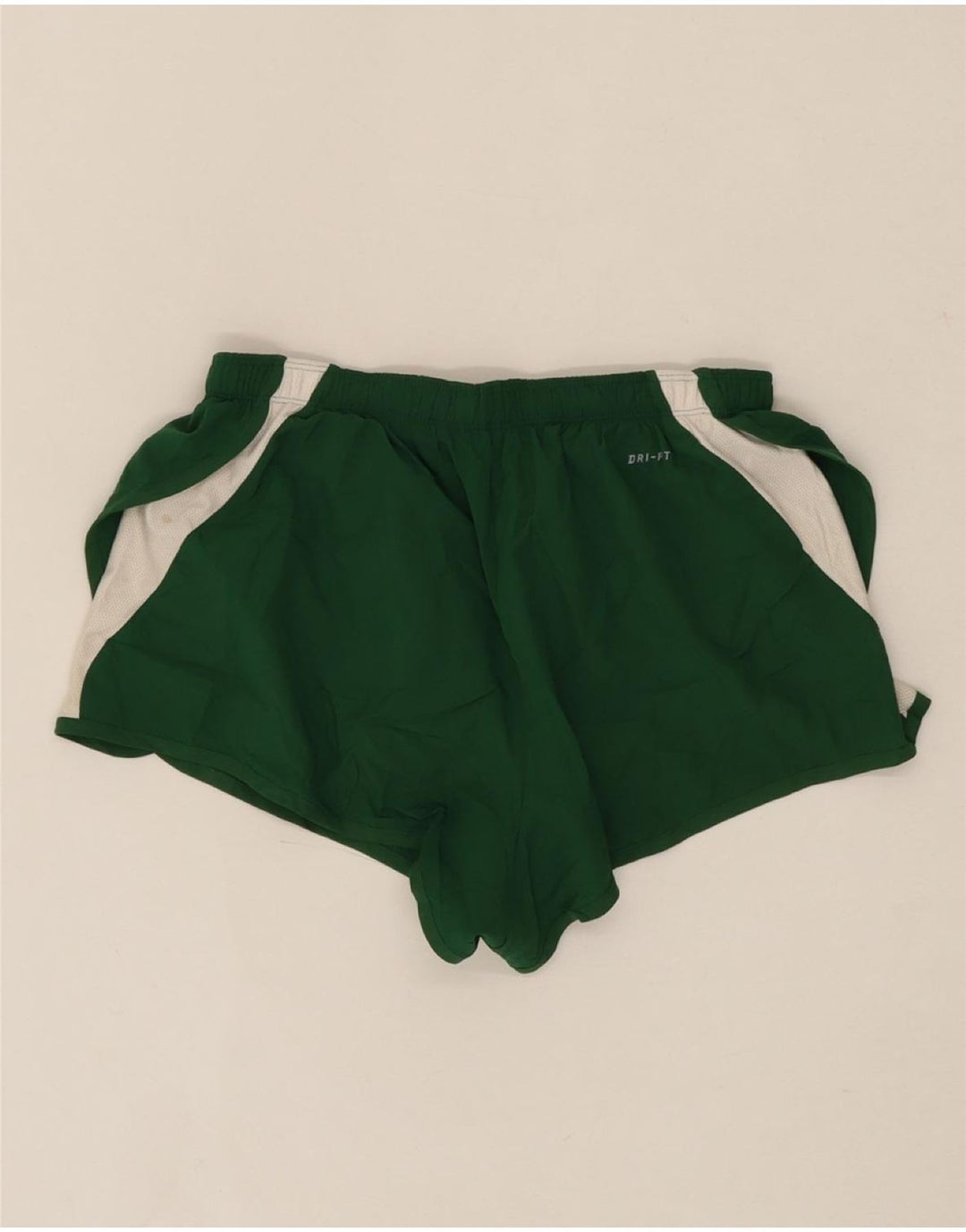 NIKE Womens Dri Fit Sport Shorts UK 14 Medium Green Colourblock Polyester Vintage Nike and Second-Hand Nike from Messina Hembry 