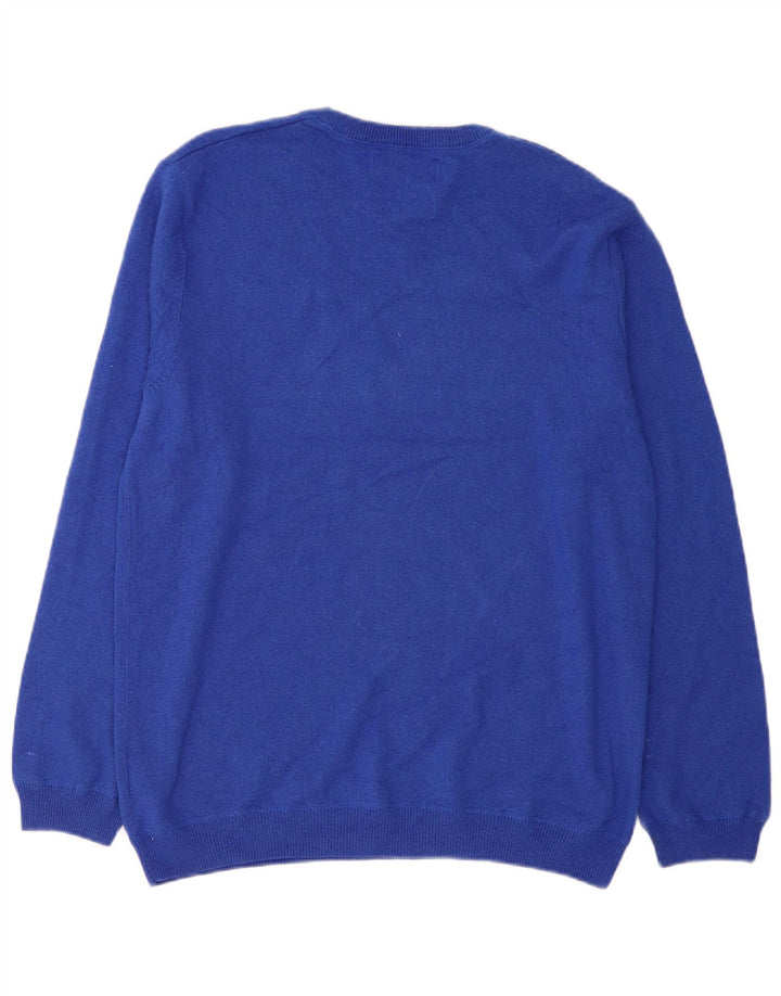 Marks & Spencer Jersey de cuello redondo para hombre de lana azul grande
