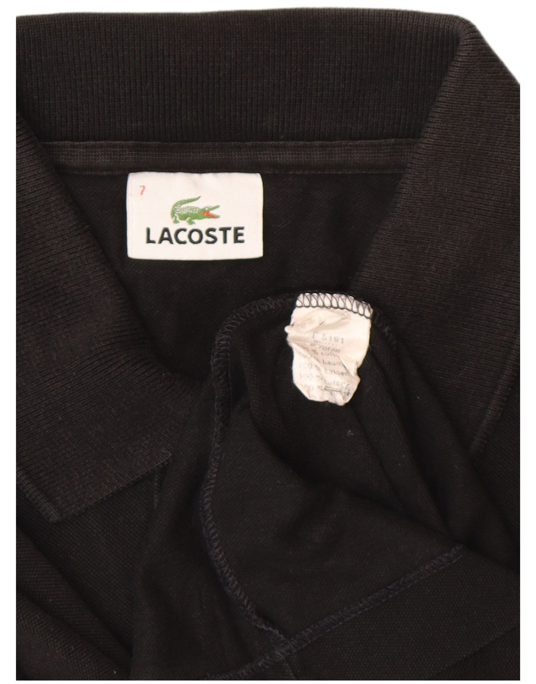 Polo Lacoste para hombre talla 7 2XL algodón negro