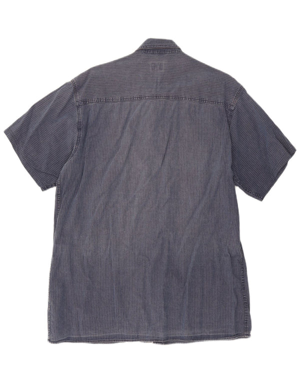 Camisa Calvin Klein Jeans Hombre Manga Corta XL Azul Marino Rayas Pintadas