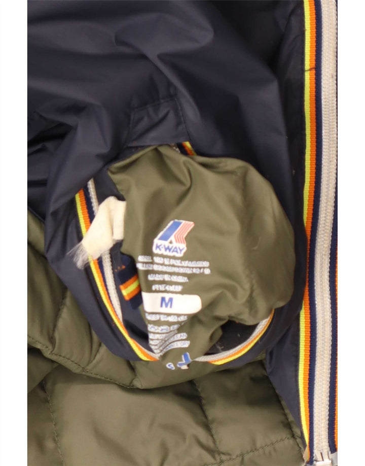 K-Way Chaqueta Acolchada Reversible con Capucha para Mujer UK 44 Medium Azul Marino