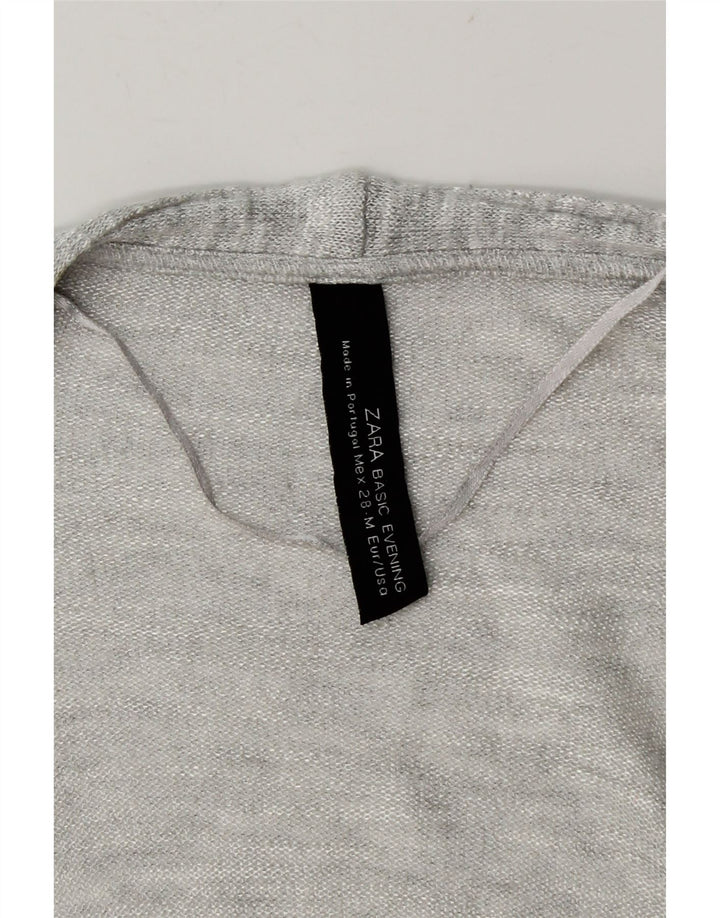 Zara Mujer Cárdigan Abierto Suéter UK 42 Gris Medio