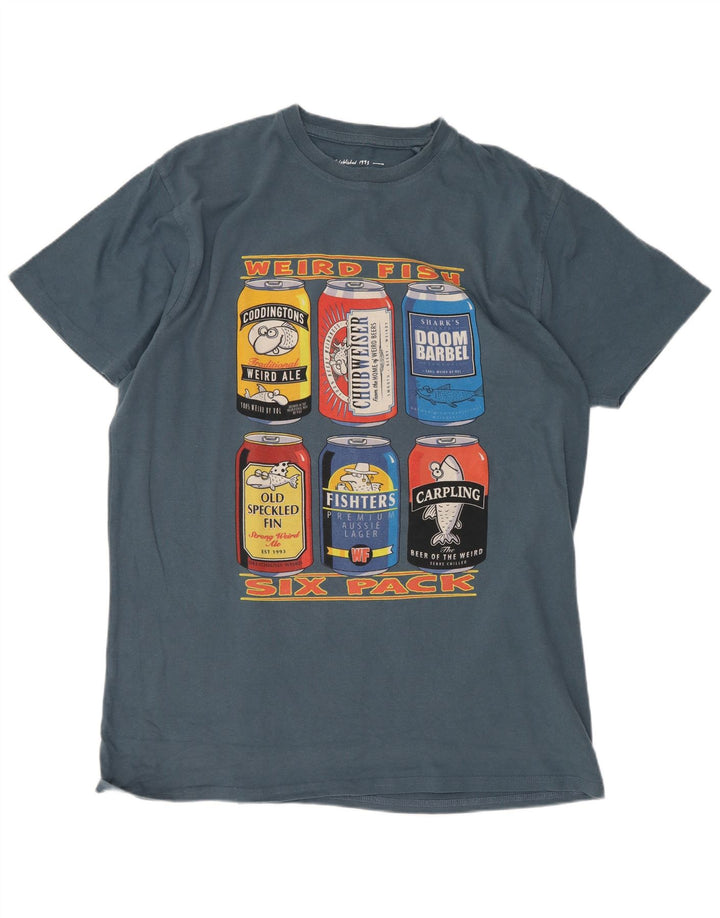 Weird Fish Camiseta gráfica para hombre Top Algodón azul medio
