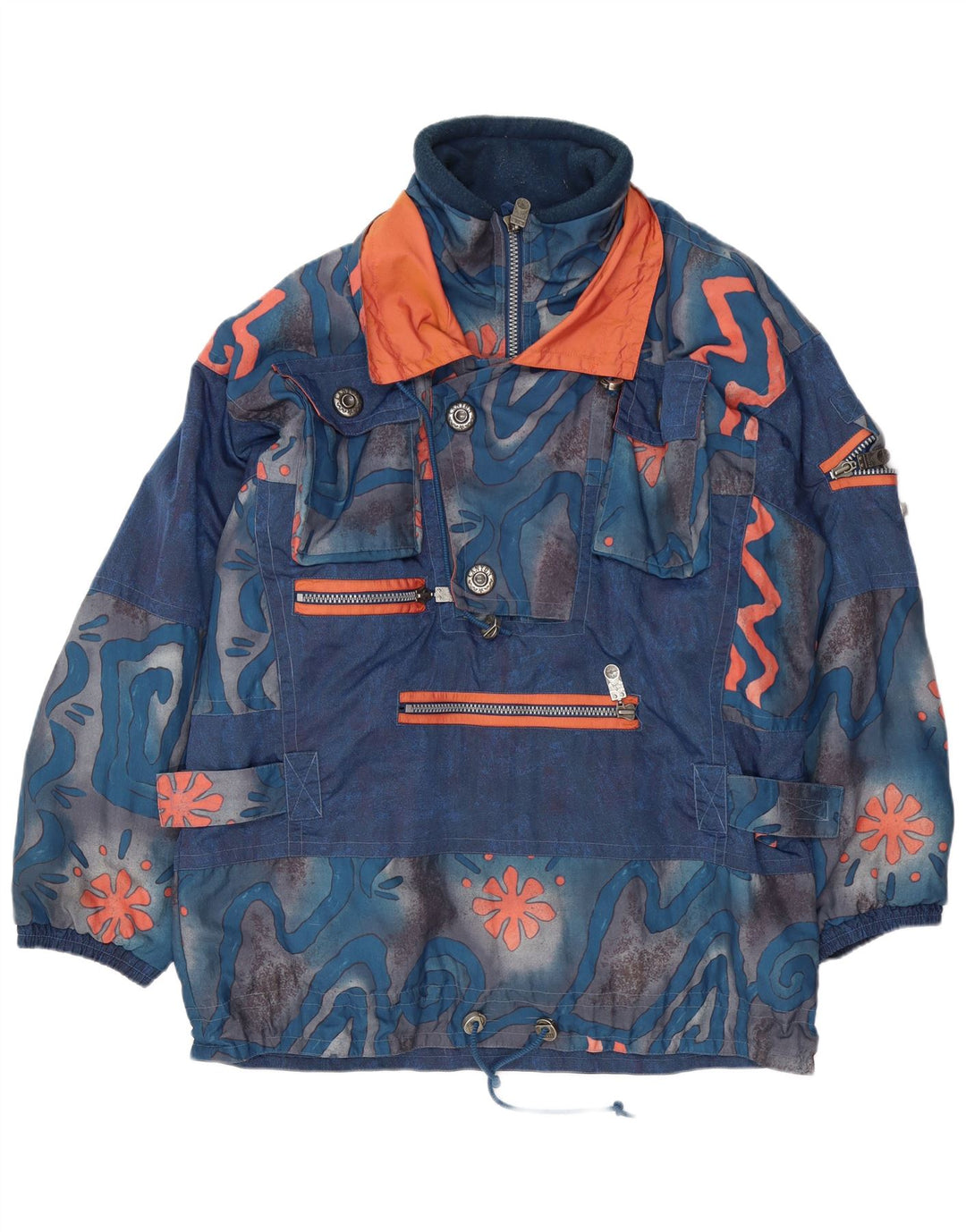 CANYON Chaqueta cortavientos tipo pulóver para hombre UK 40 Large Blue Geométrico