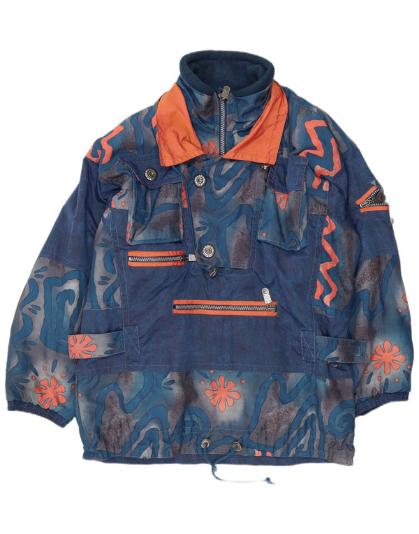 CANYON Chaqueta cortavientos tipo pulóver para hombre UK 40 Large Blue Geométrico