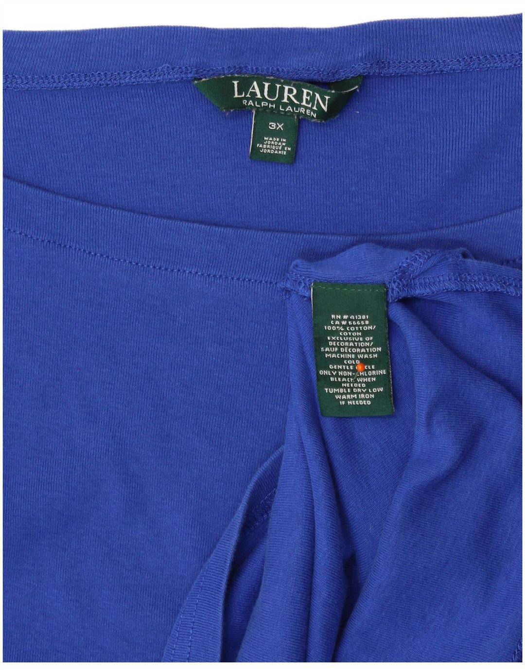 RALPH LAUREN Camiseta para mujer Top UK 22 3XL Algodón azul