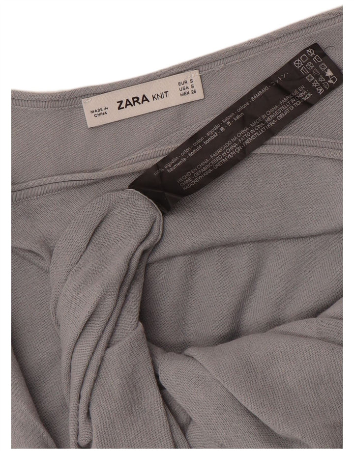 Zara Mujer Blusa Extragrande Top Reino Unido 10 Pequeño Algodón Gris