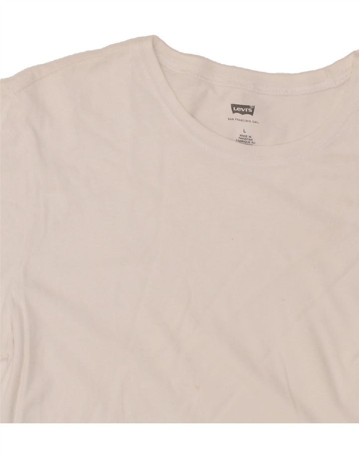 LEVI'S Womens T-Shirt Top UK 14 Large White Cotton Vintage Levi's and Second-Hand Levi's from Messina Hembry 