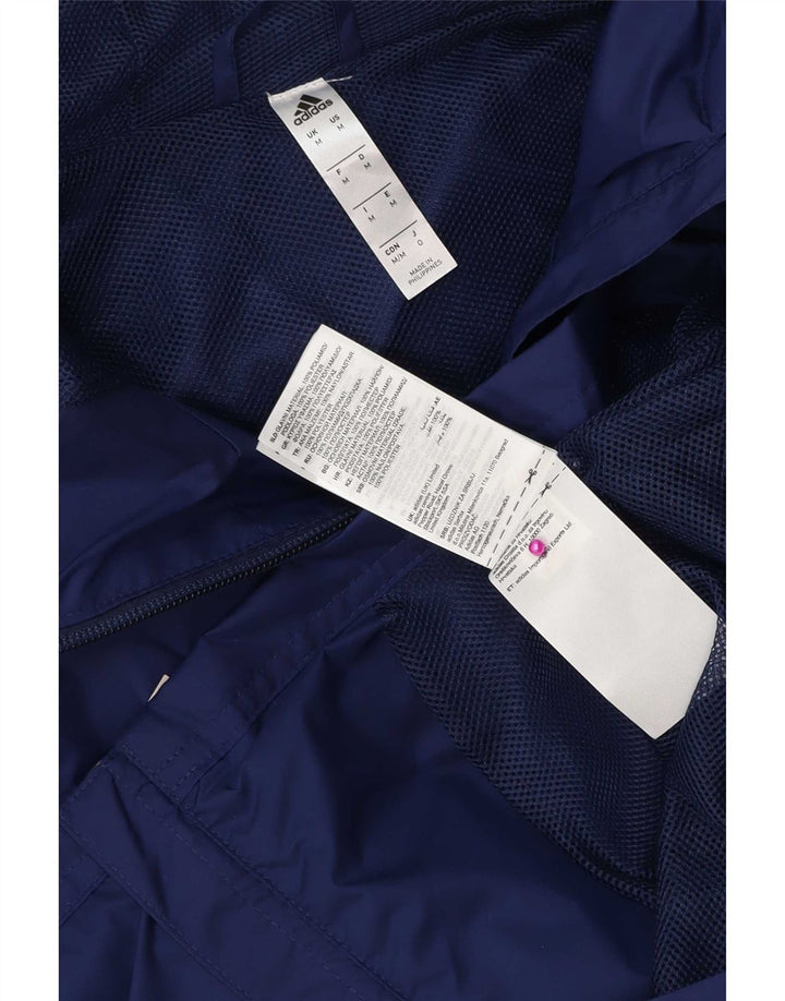 Adidas Chaqueta impermeable con capucha gráfica para hombre UK 38 Medium Azul marino Poliéster