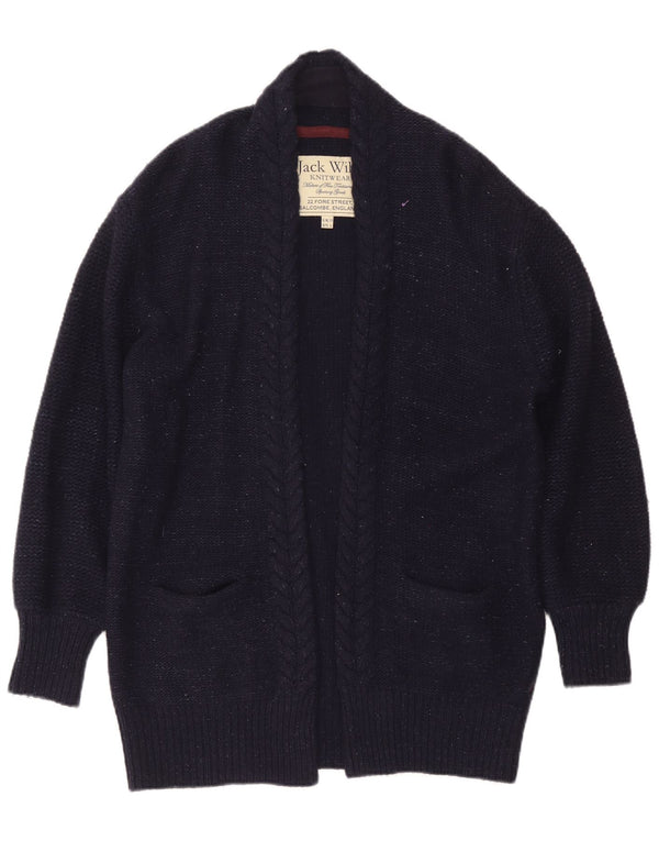 Jack Wills Suéter tipo cárdigan largo extragrande para mujer UK 10 Small Azul marino
