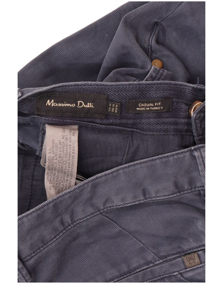 MASSIMO DUTTI Pantalón chino para hombre EU 42 Large W32 L31 Azul marino Clásico
