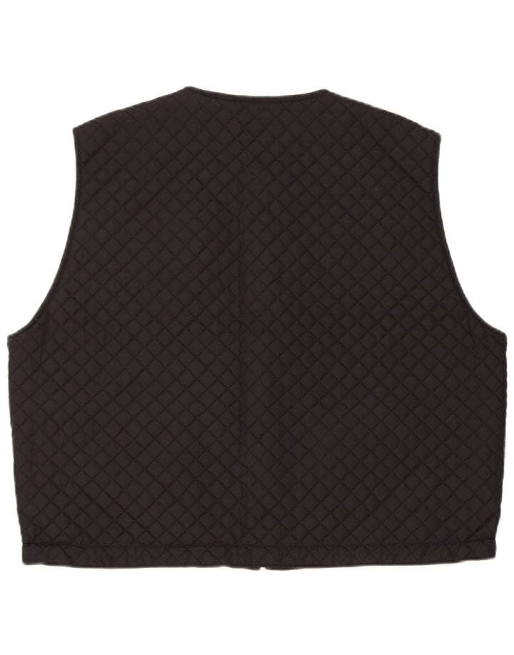 Vintage mujeres de gran tamaño reversible acolchado Gilet Reino Unido 12 Nylon negro medio