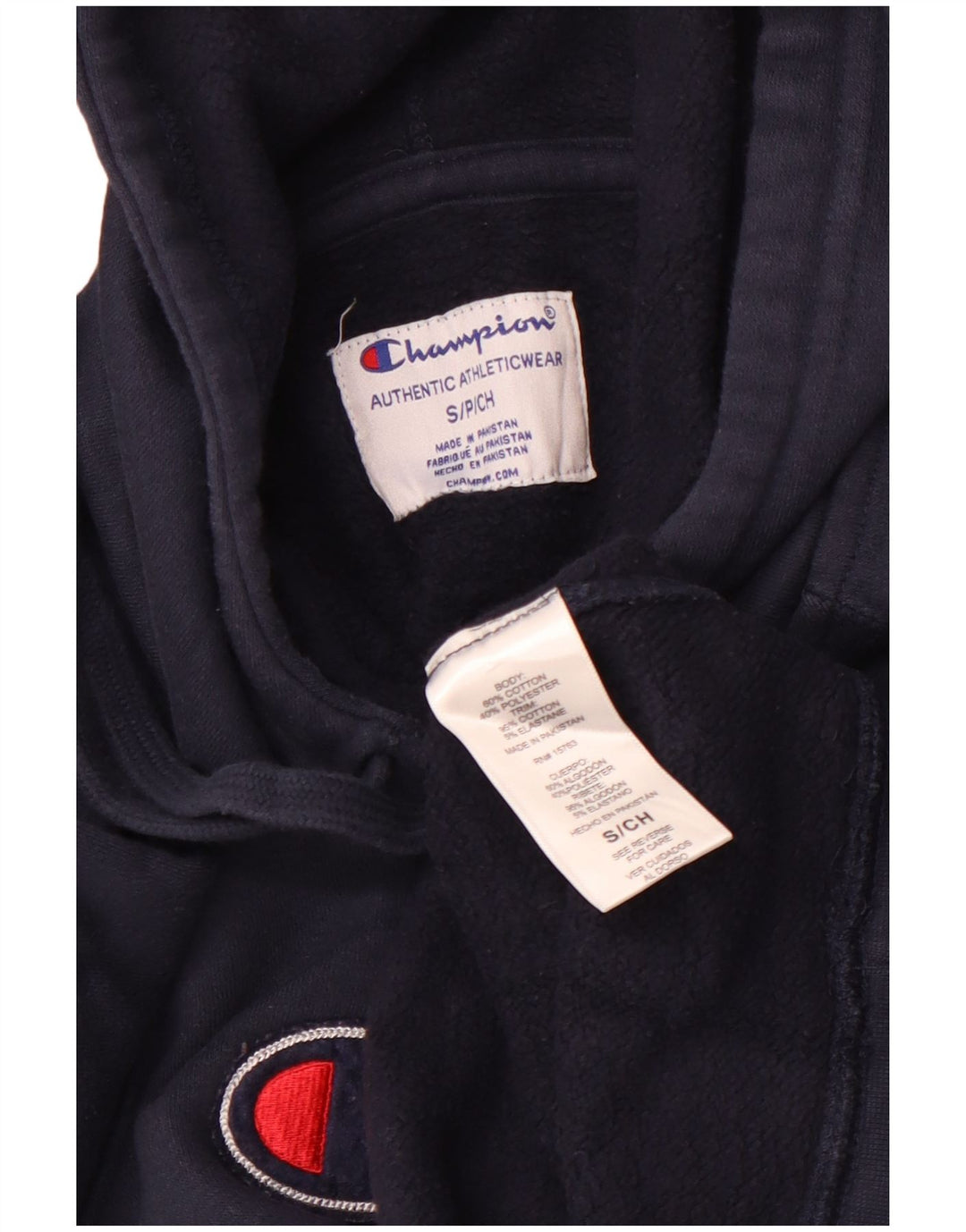 CHAMPION Jersey con capucha gráfico para hombre pequeño algodón azul marino