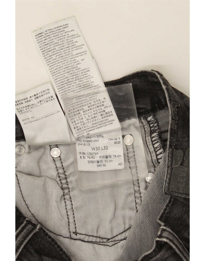 Levi's Hombre 511 Slim Jeans W30 L32 Algodón Gris