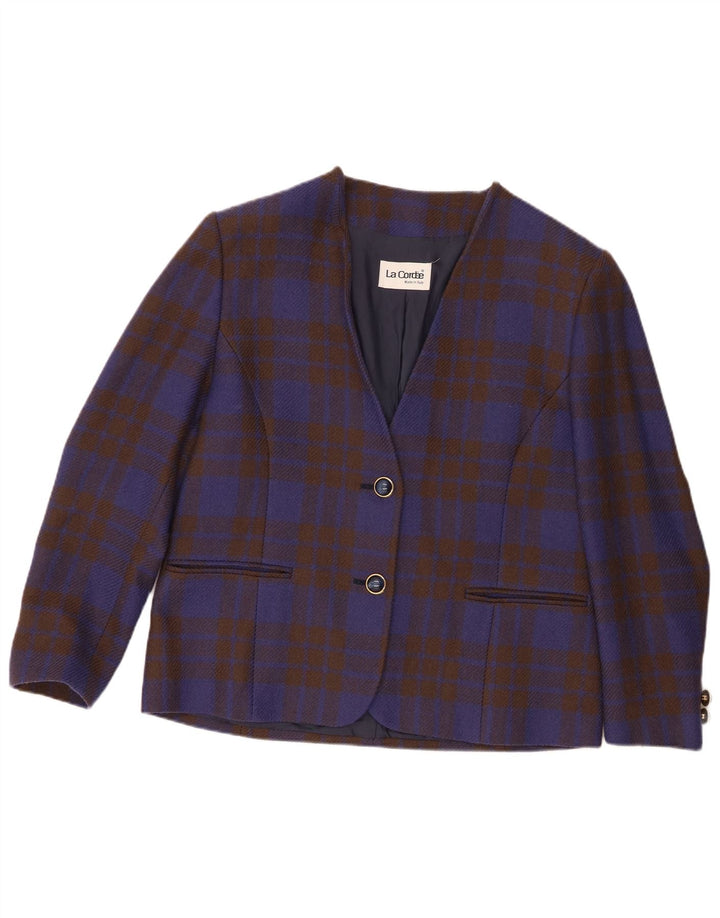La Cordee Chaqueta tipo blazer holgada con 2 botones para mujer UK 44 Medium Blue Check