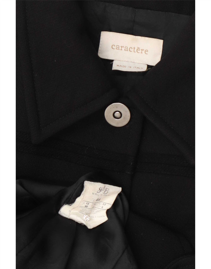 Caractere Chaqueta Blazer de 4 Botones para Mujer UK 12 Mediana Lana Negra