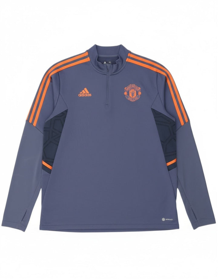 Adidas Hombre Manchester United Jersey Chándal Top Grande Azul Colorblock