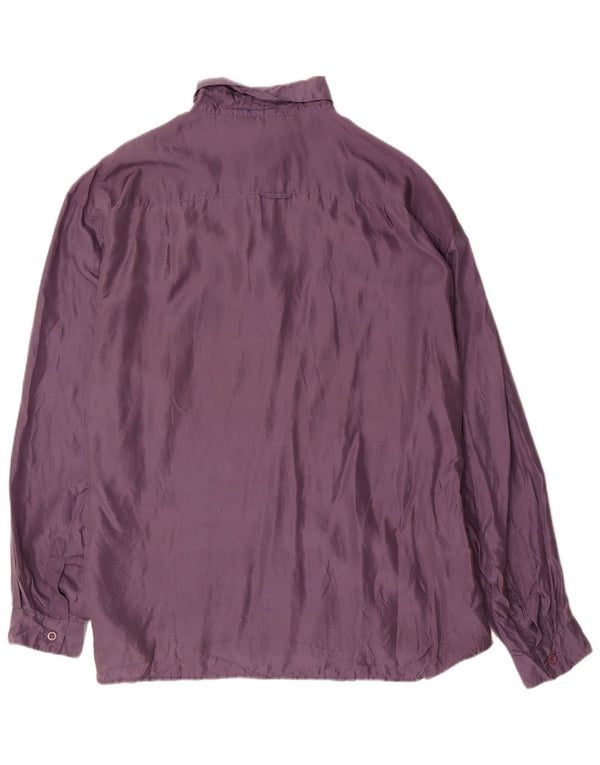 Camisa vintage para hombre talla 43/44 seda púrpura grande