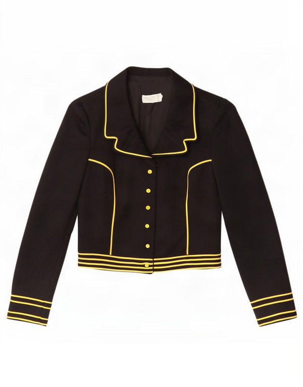 Vintage Mujer 6 Botones Bolero Chaqueta IT 38 XS Negro Rayas Sintético