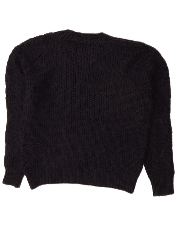 SUPERDRY Suéter tipo jersey de gran tamaño con cuello barco para mujer UK 8 Small Azul marino