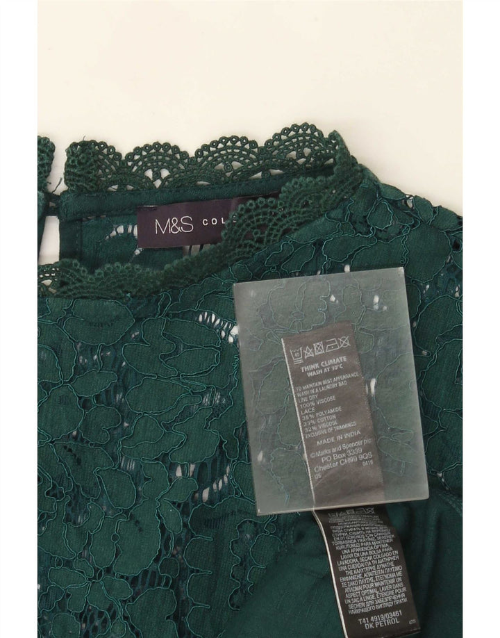 Marks & Spencer Blusa para Mujer Top UK 22 3XL Viscosa Verde